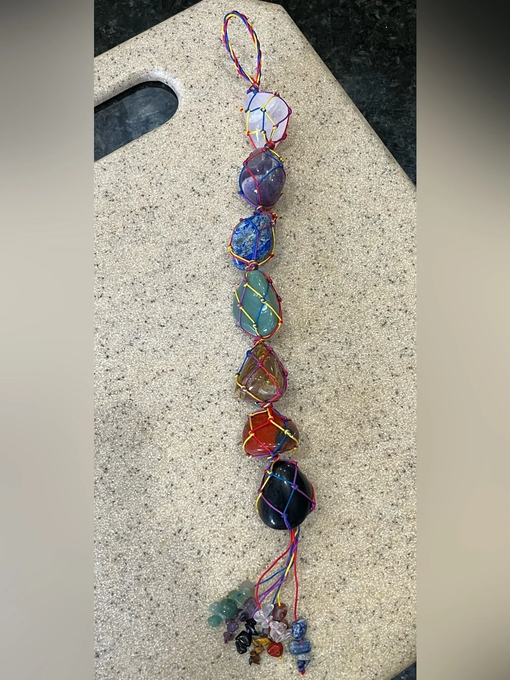 Handcrafted Multicolor Chakra Stone Pendant Necklace Crystal hanging car window